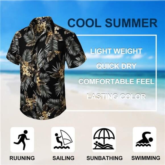 Shirt for Men Short Sleeve Button Down Shirt Men Casual Summer - Picture 4 of 7